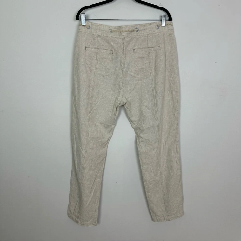 Sundance Linen Cotton Micro Stripe Ribbon Belt Pants - Picture 2 of 7
